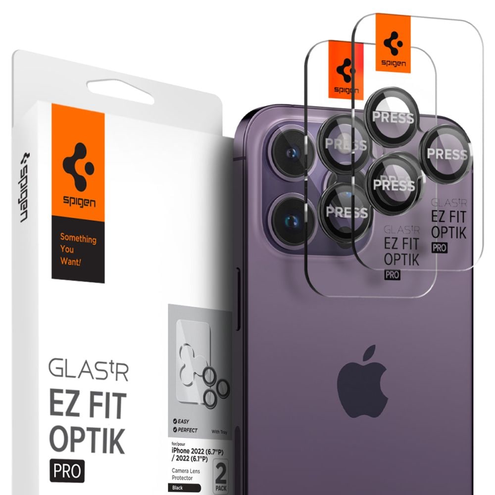 iPhone 14 Pro Max EZ Fit linsebeskytter (2-pak), Sort