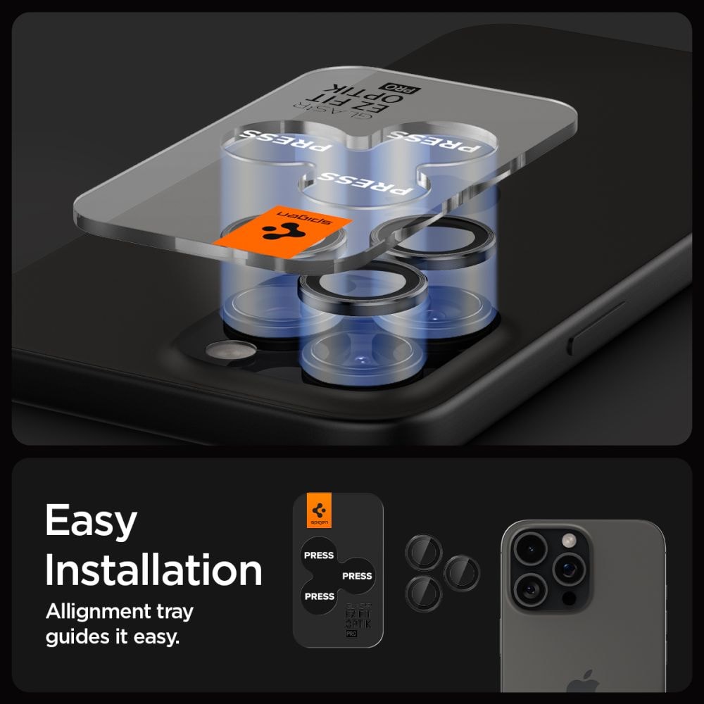 iPhone 16 Pro EZ Fit linsebeskytter (2-pak), Sort