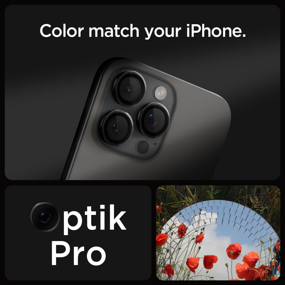 iPhone 16 Pro EZ Fit linsebeskytter (2-pak), Sort