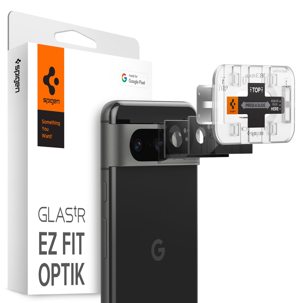Google Pixel 8 EZ Fit linsebeskytter (2-pak), Sort