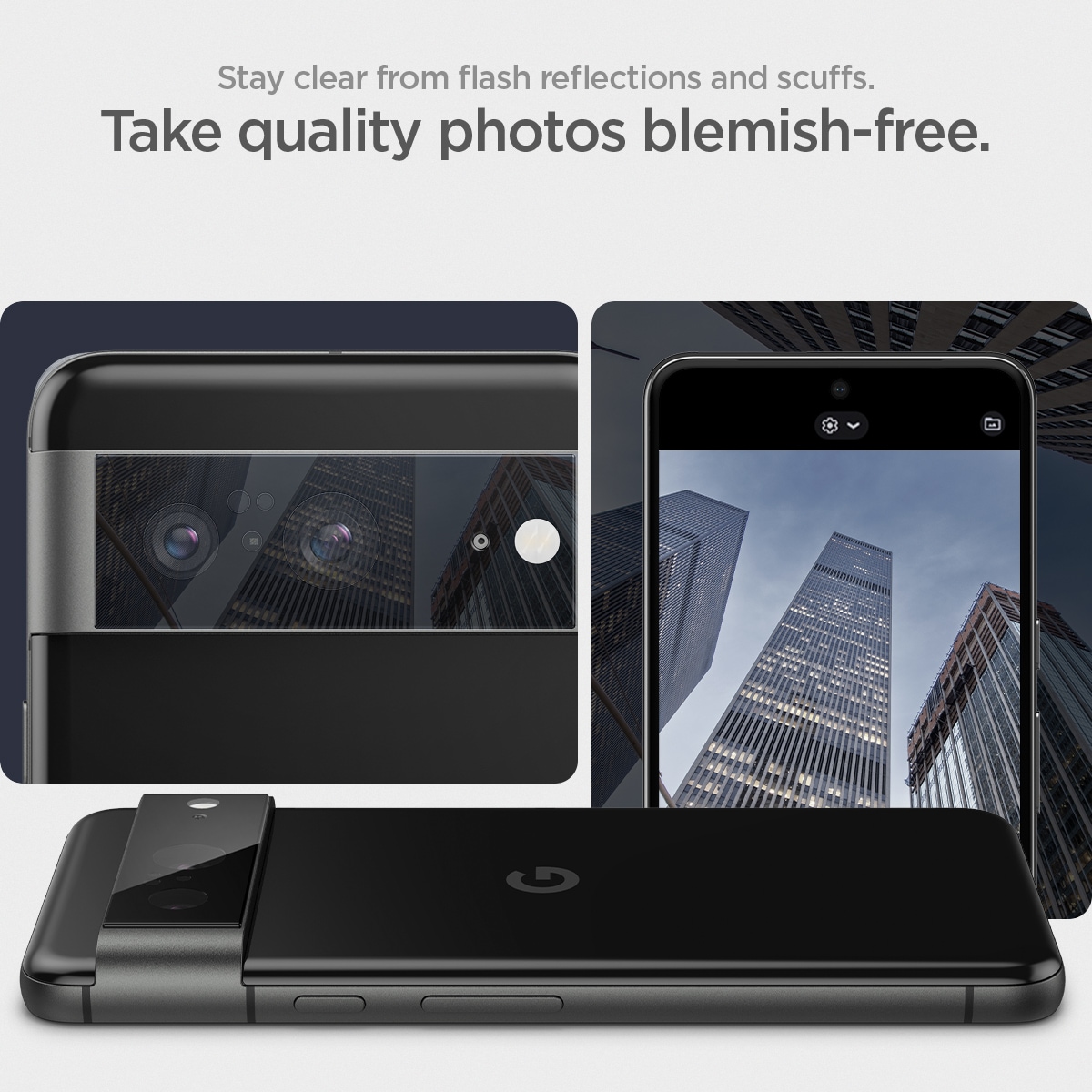 Google Pixel 8 EZ Fit linsebeskytter (2-pak), Sort