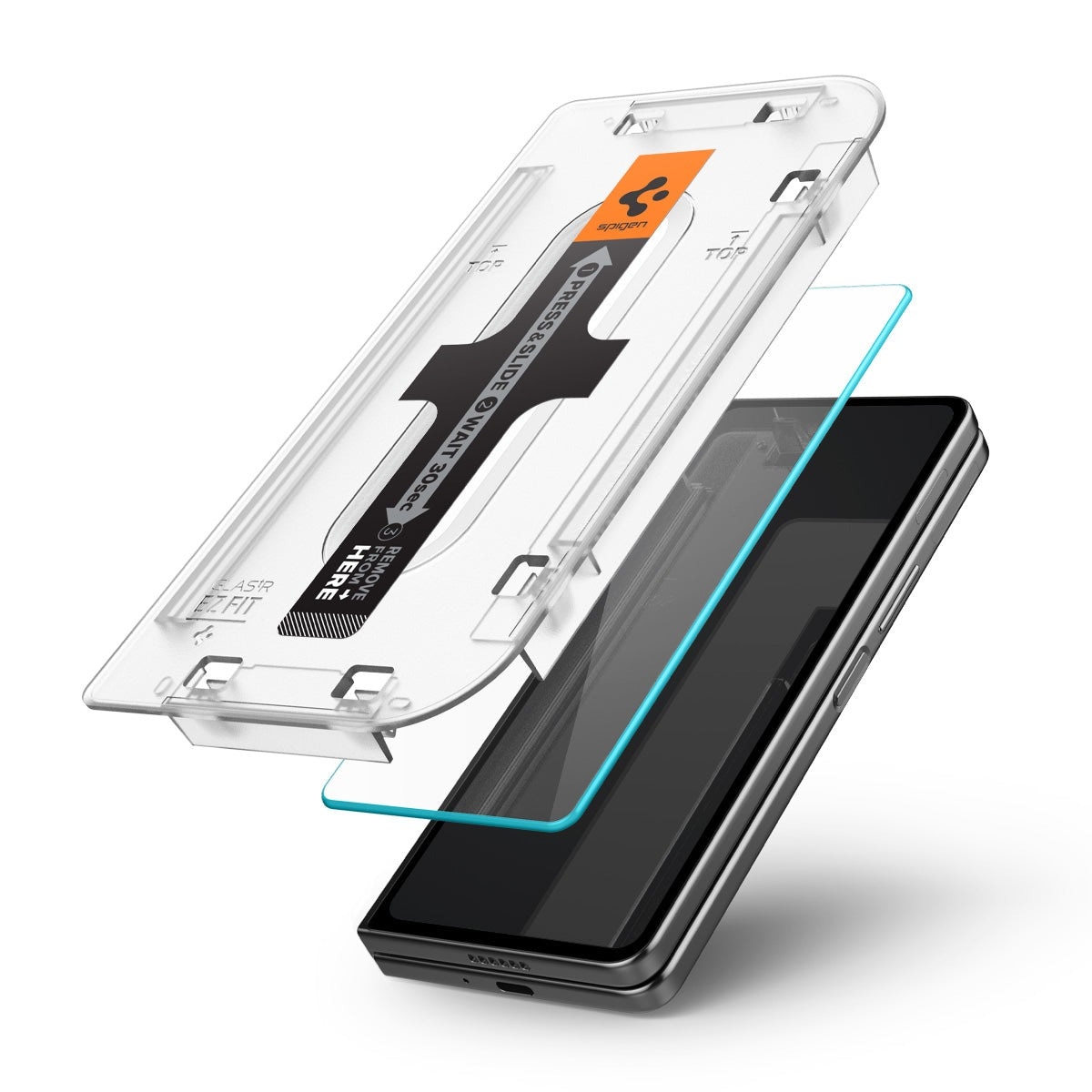 Samsung Galaxy Z Fold 5 Ydre skærmbeskytter med installationsramme (2-pak) GLAS.tR EZ Fit