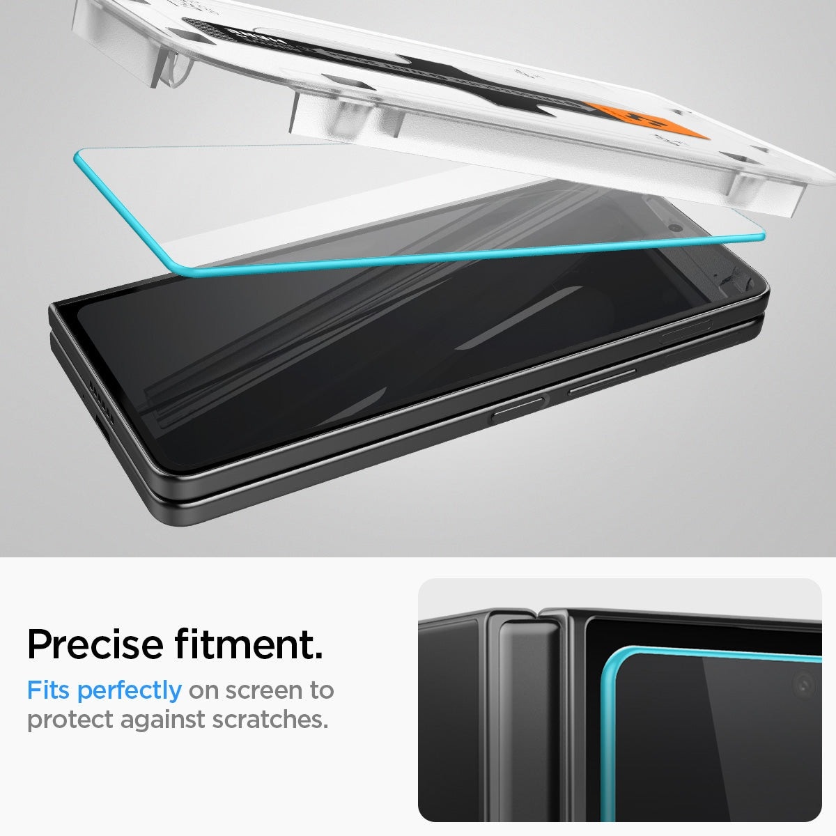 Samsung Galaxy Z Fold 5 Ydre skærmbeskytter med installationsramme (2-pak) GLAS.tR EZ Fit