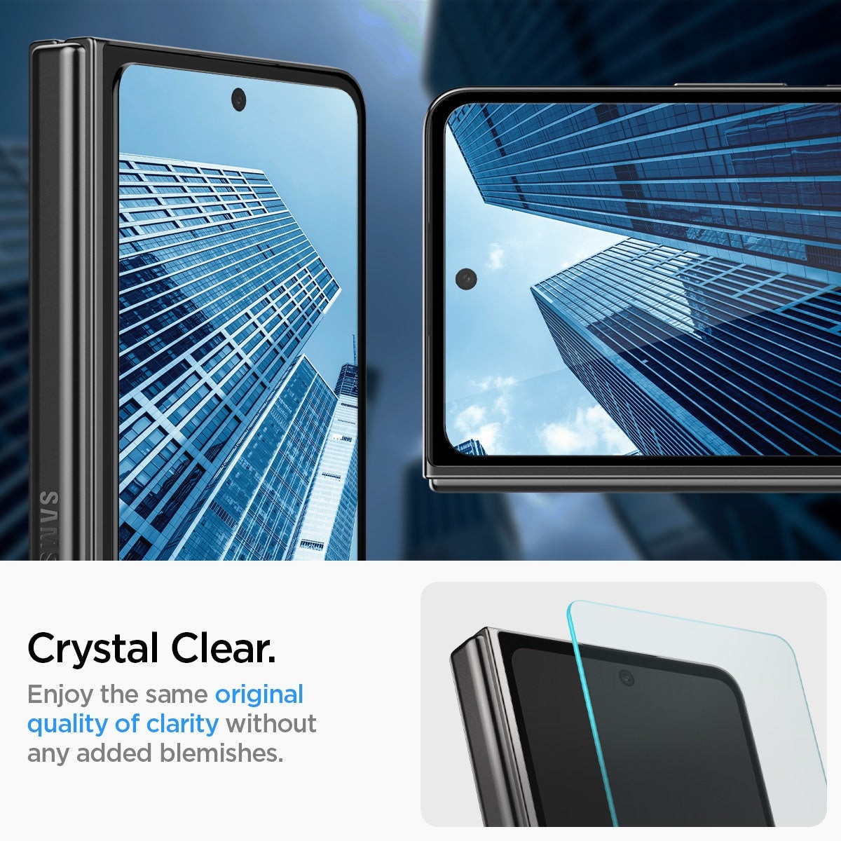 Samsung Galaxy Z Fold 5 Ydre skærmbeskytter med installationsramme (2-pak) GLAS.tR EZ Fit