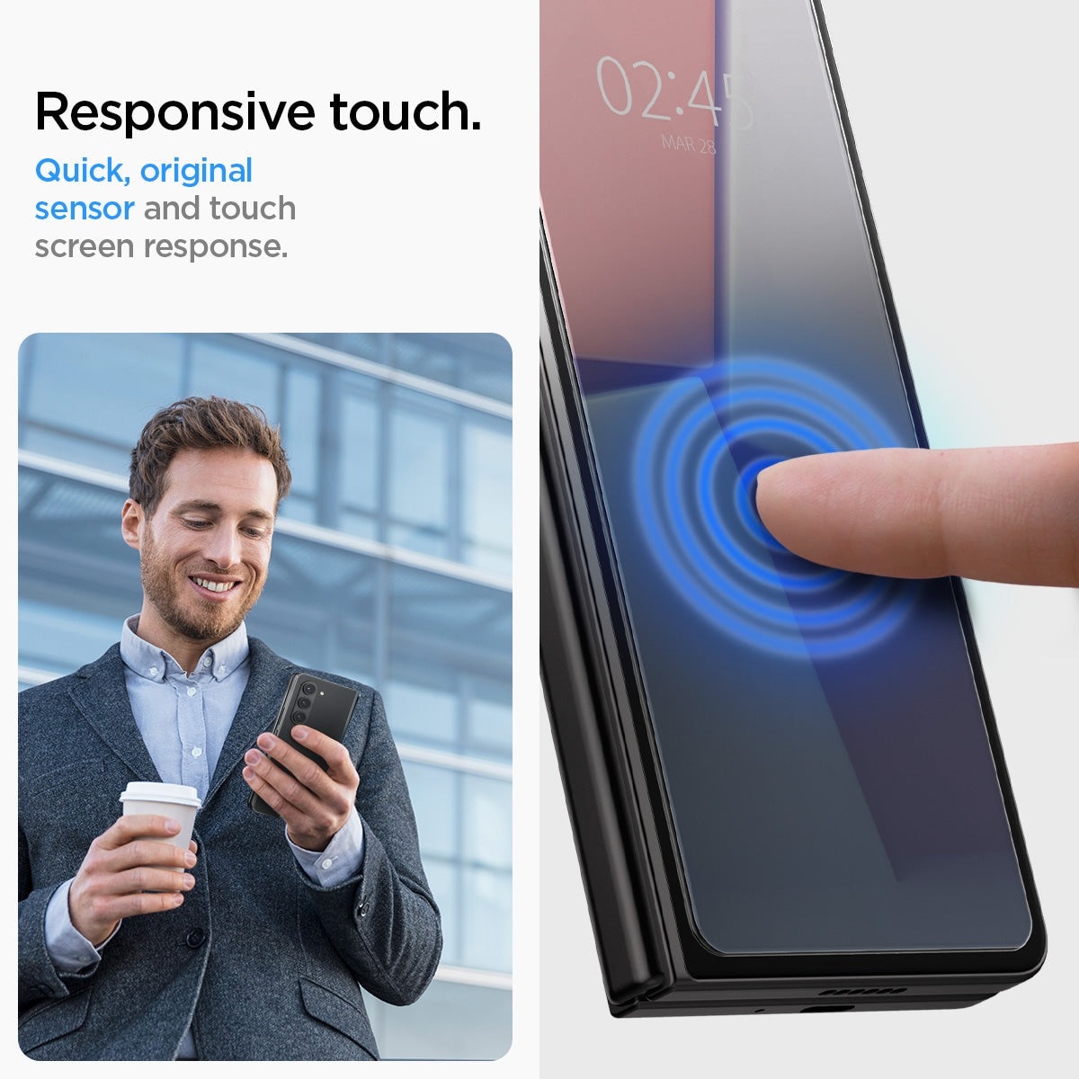 Samsung Galaxy Z Fold 5 Ydre skærmbeskytter med installationsramme (2-pak) GLAS.tR EZ Fit