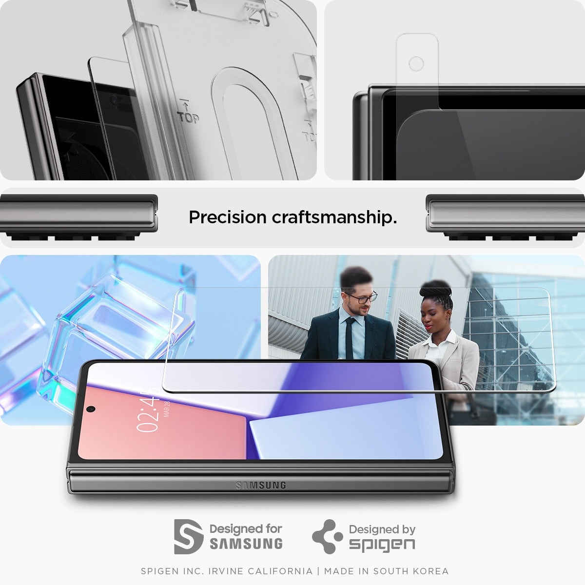 Samsung Galaxy Z Fold 5 Ydre skærmbeskytter med installationsramme (2-pak) GLAS.tR EZ Fit