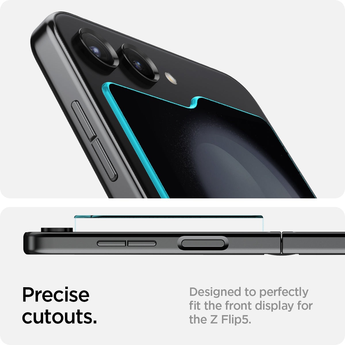Samsung Galaxy Z Flip 5 Ydre skærmbeskytter med installationsramme (2-pak) GLAS.tR EZ Fit