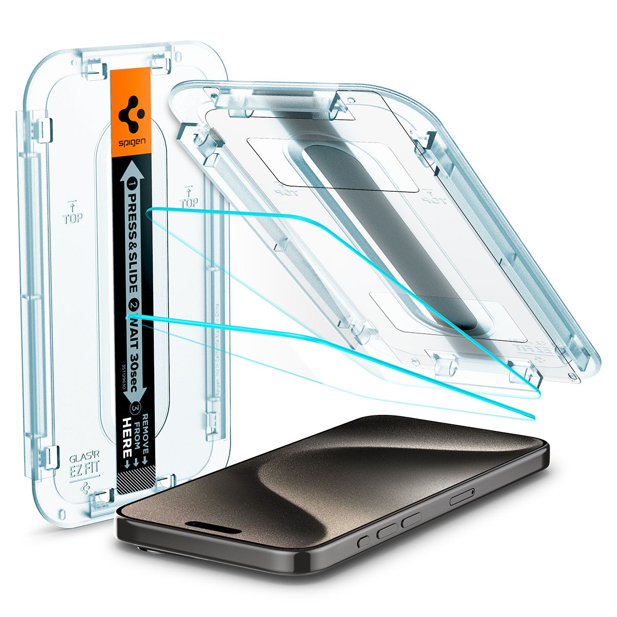 iPhone 15 Pro Max Skærmbeskytter med installationsramme (2-pak) GLAS.tR EZ Fit