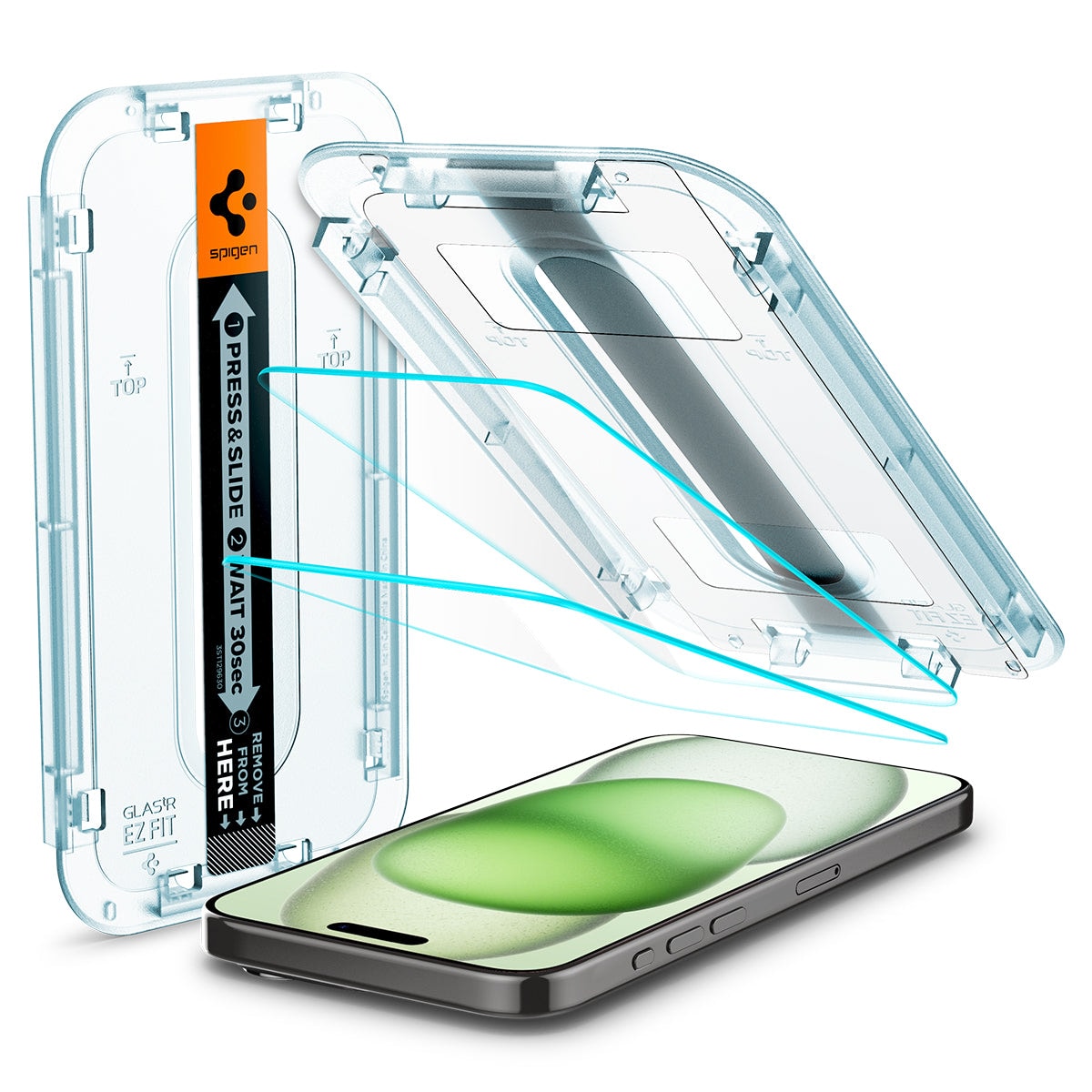 iPhone 15 Plus Skærmbeskytter med installationsramme (2-pak) GLAS.tR EZ Fit