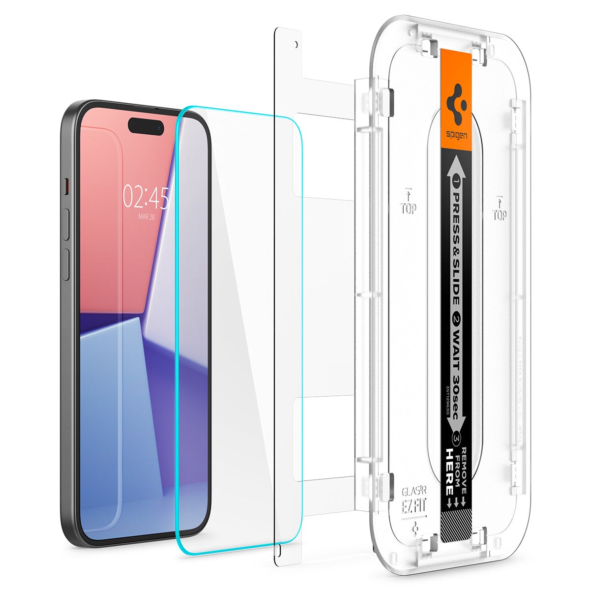 iPhone 15 Plus Skærmbeskytter med installationsramme (2-pak) GLAS.tR EZ Fit