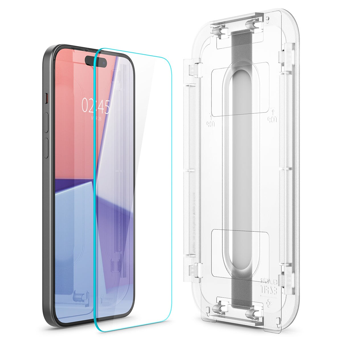 iPhone 15 Plus Skærmbeskytter med installationsramme (2-pak) GLAS.tR EZ Fit