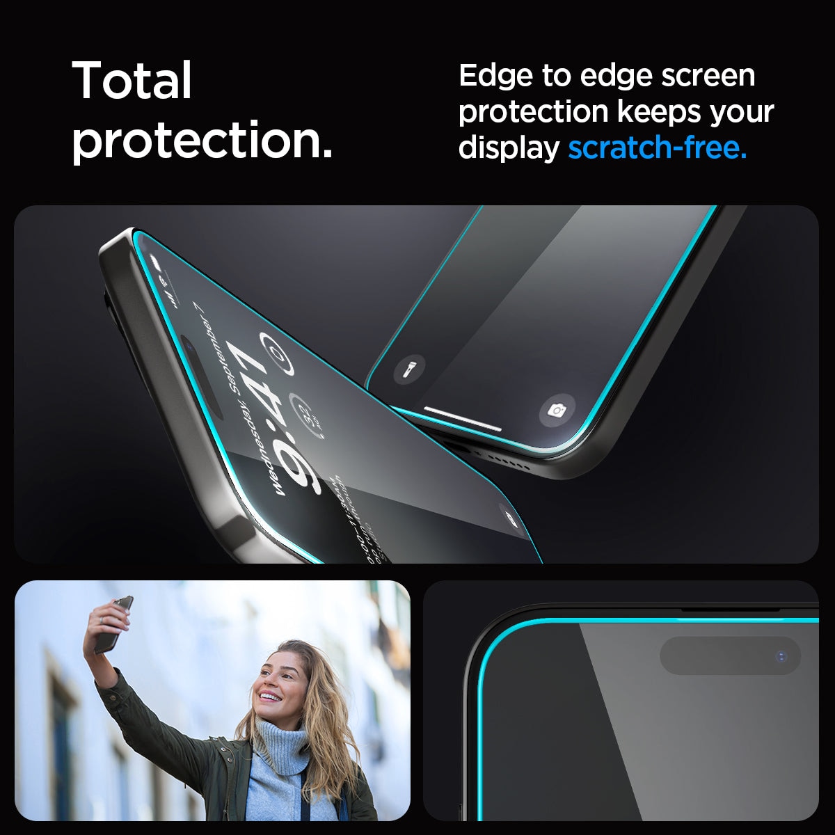 iPhone 15 Pro Skærmbeskytter med installationsramme (2-pak) GLAS.tR EZ Fit