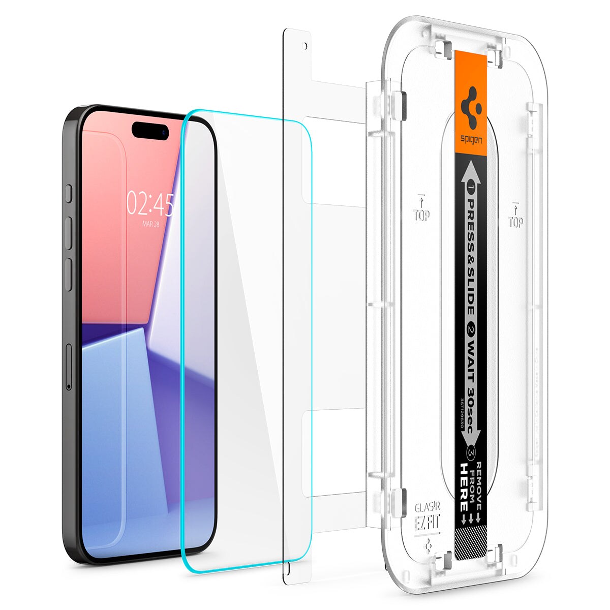 iPhone 15 Pro Skærmbeskytter med installationsramme (2-pak) GLAS.tR EZ Fit
