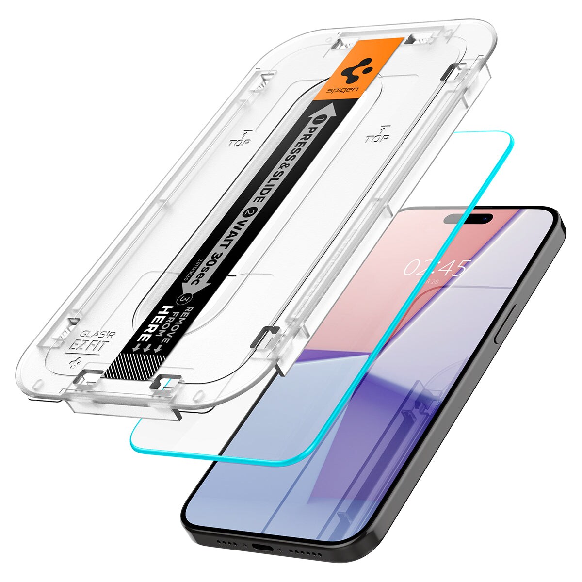 iPhone 15 Pro Skærmbeskytter med installationsramme (2-pak) GLAS.tR EZ Fit