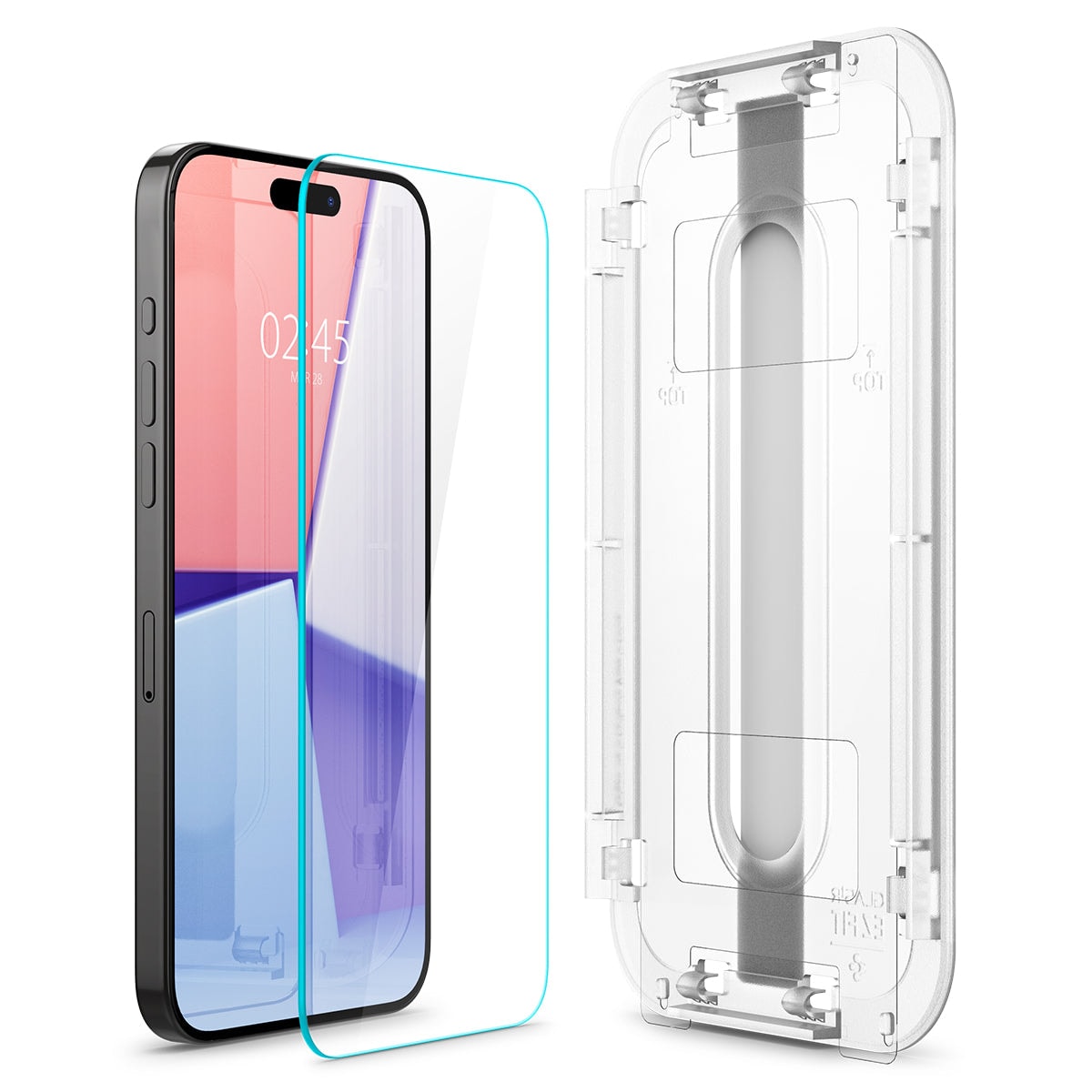 iPhone 15 Pro Skærmbeskytter med installationsramme (2-pak) GLAS.tR EZ Fit