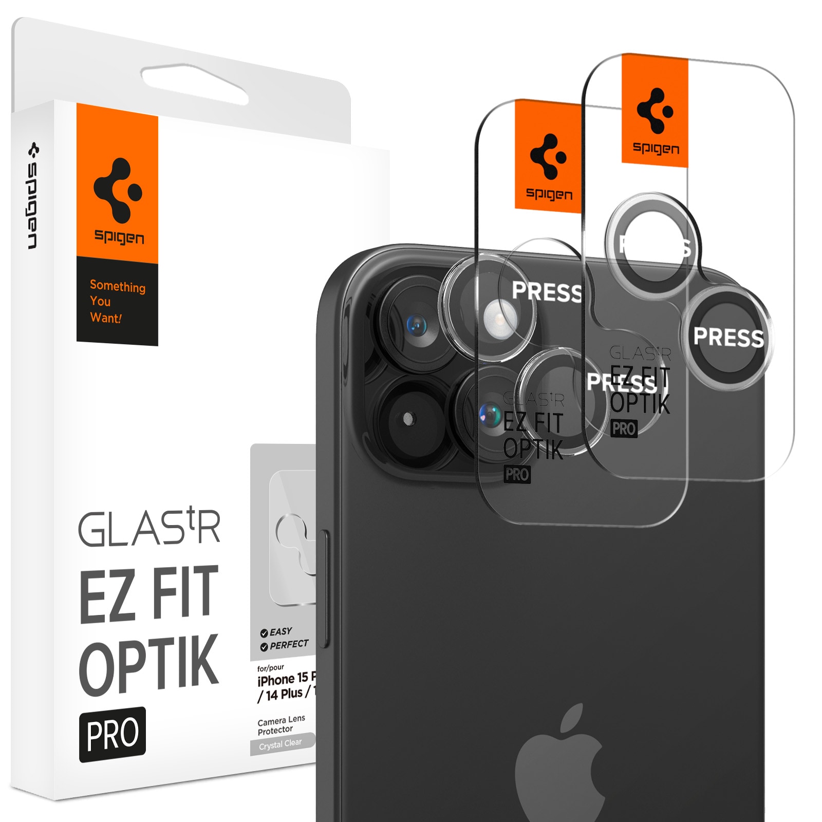 iPhone 15 Plus EZ Fit linsebeskytter (2-pak), Sort