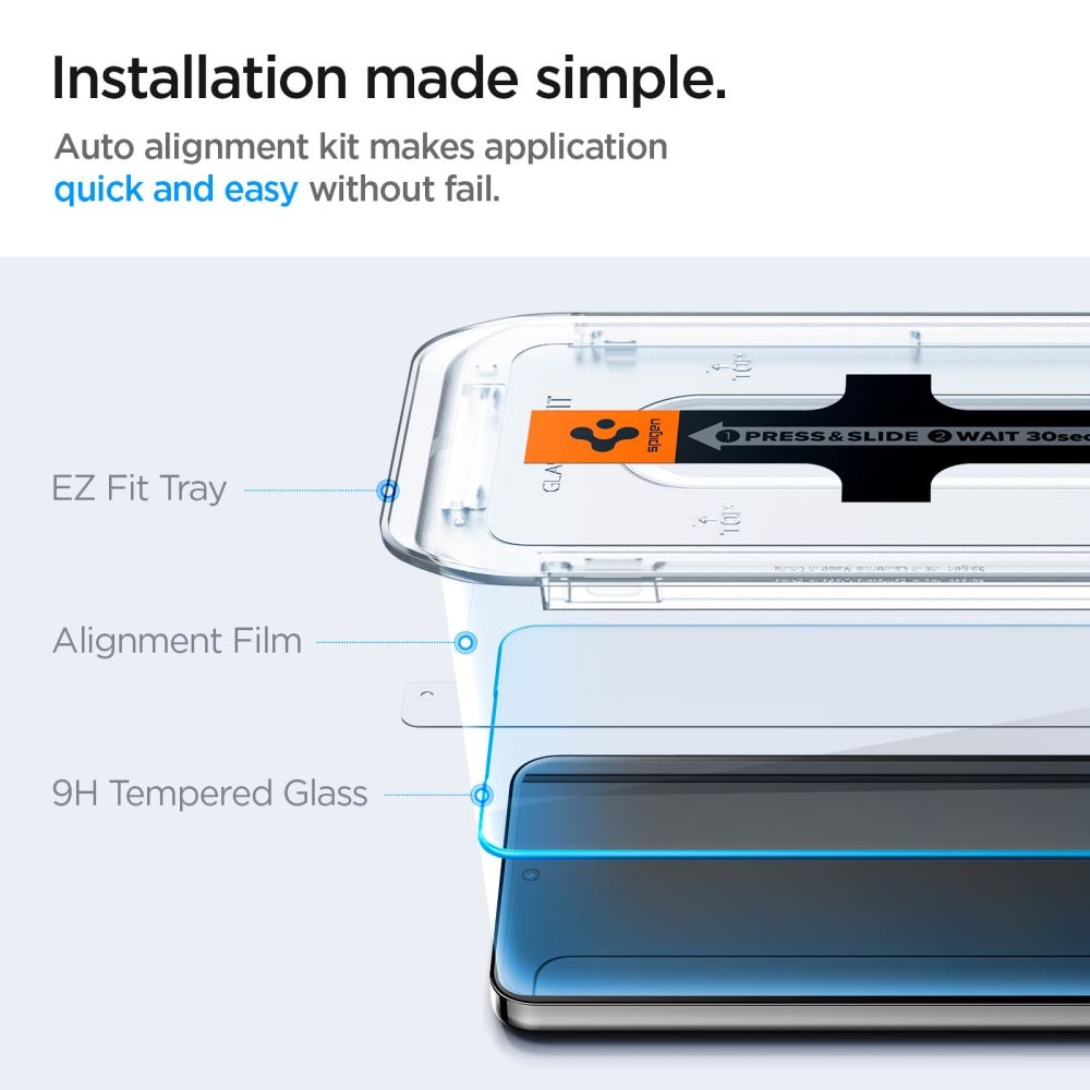 Samsung Galaxy S24 Skærmbeskytter med installationsramme (2-pak) GLAS.tR EZ Fit