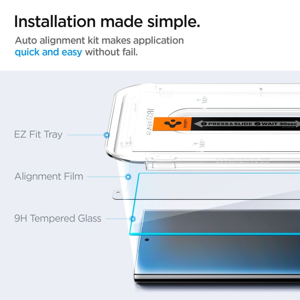Samsung Galaxy S24 Ultra Skærmbeskytter med installationsramme (2-pak) GLAS.tR EZ Fit