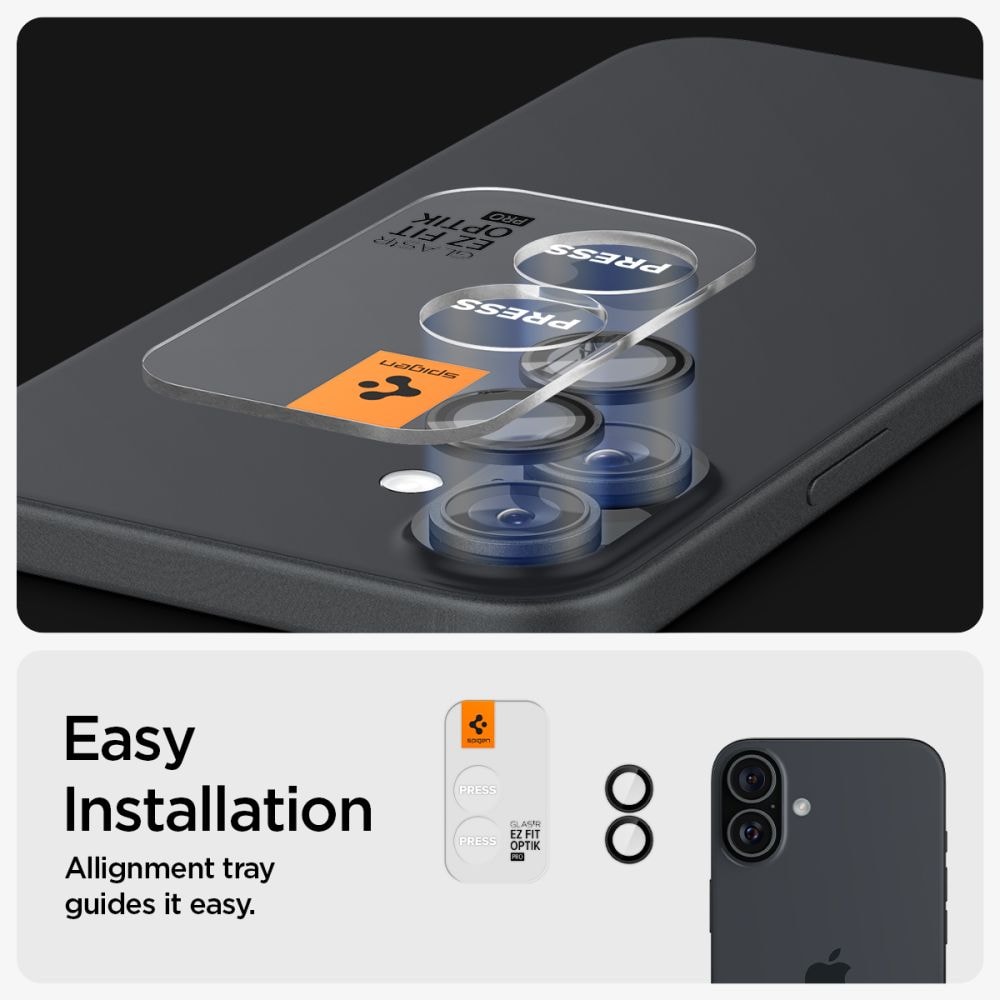 iPhone 16 EZ Fit linsebeskytter (2-pak), Sort