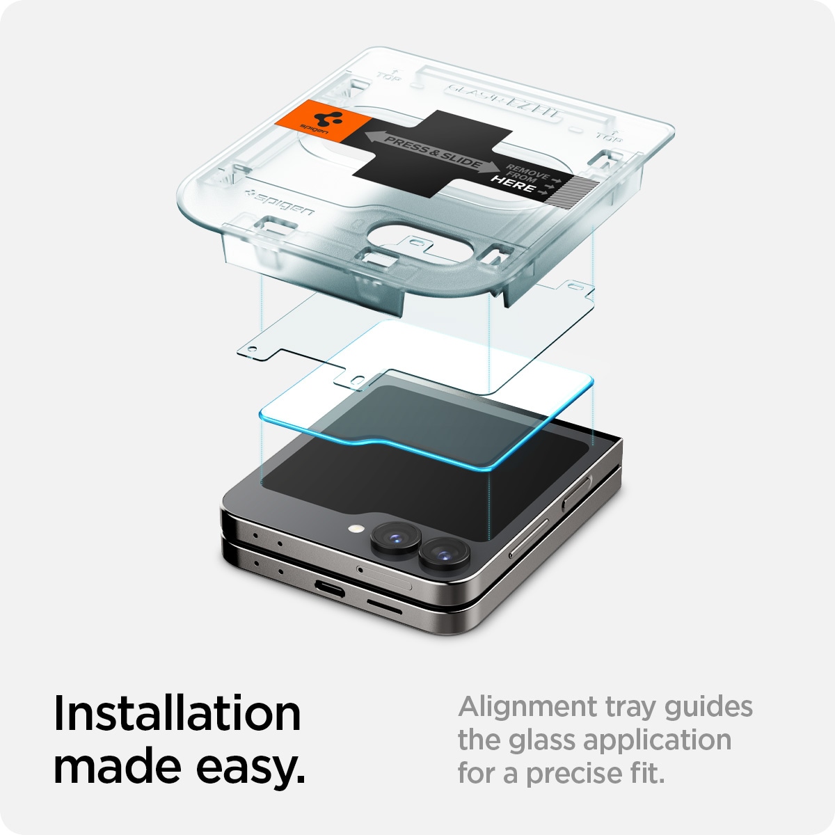 Samsung Galaxy Z Flip 6 Ydre skærmbeskytter med installationsramme (2-pak) GLAS.tR EZ Fit
