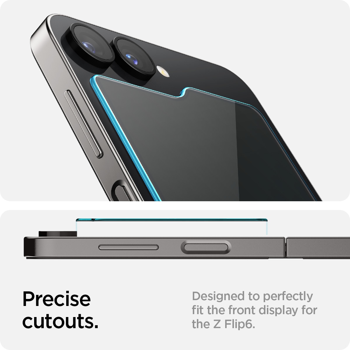 Samsung Galaxy Z Flip 6 Ydre skærmbeskytter med installationsramme (2-pak) GLAS.tR EZ Fit