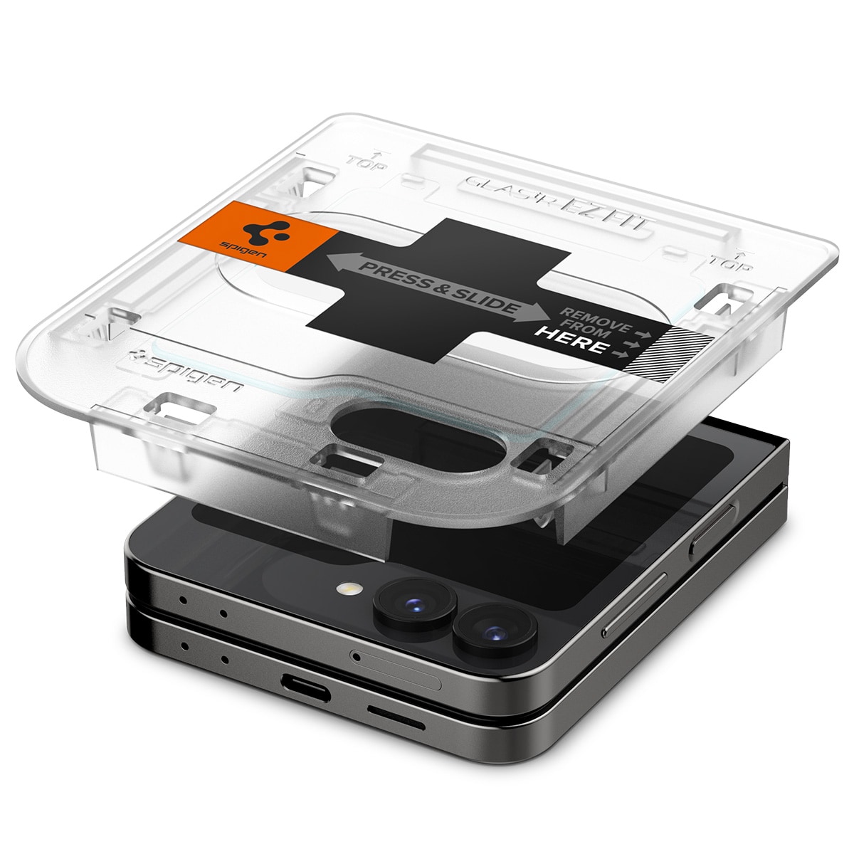 Samsung Galaxy Z Flip 6 Ydre skærmbeskytter med installationsramme (2-pak) GLAS.tR EZ Fit