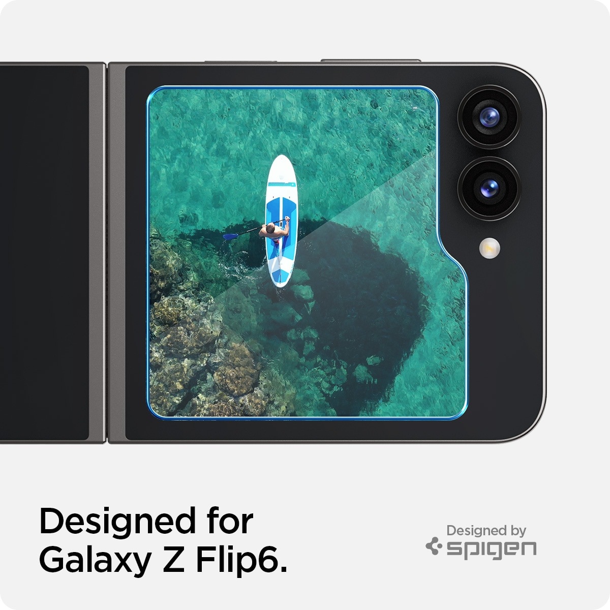 Samsung Galaxy Z Flip 6 Ydre skærmbeskytter med installationsramme (2-pak) GLAS.tR EZ Fit