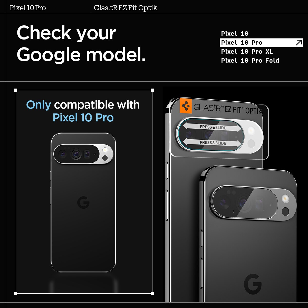 Google Pixel 10 Pro EZ Fit linsebeskytter (2-pak), Gennemsigtig
