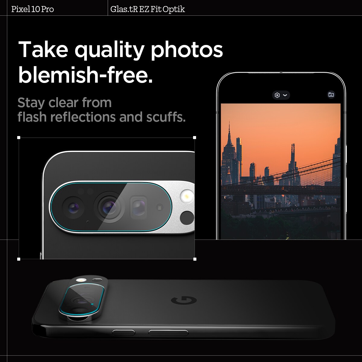 Google Pixel 10 Pro EZ Fit linsebeskytter (2-pak), Gennemsigtig