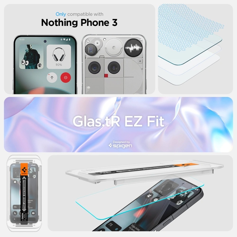 Nothing Phone 3 Skærmbeskytter med installationsramme (2-pak) GLAS.tR EZ Fit