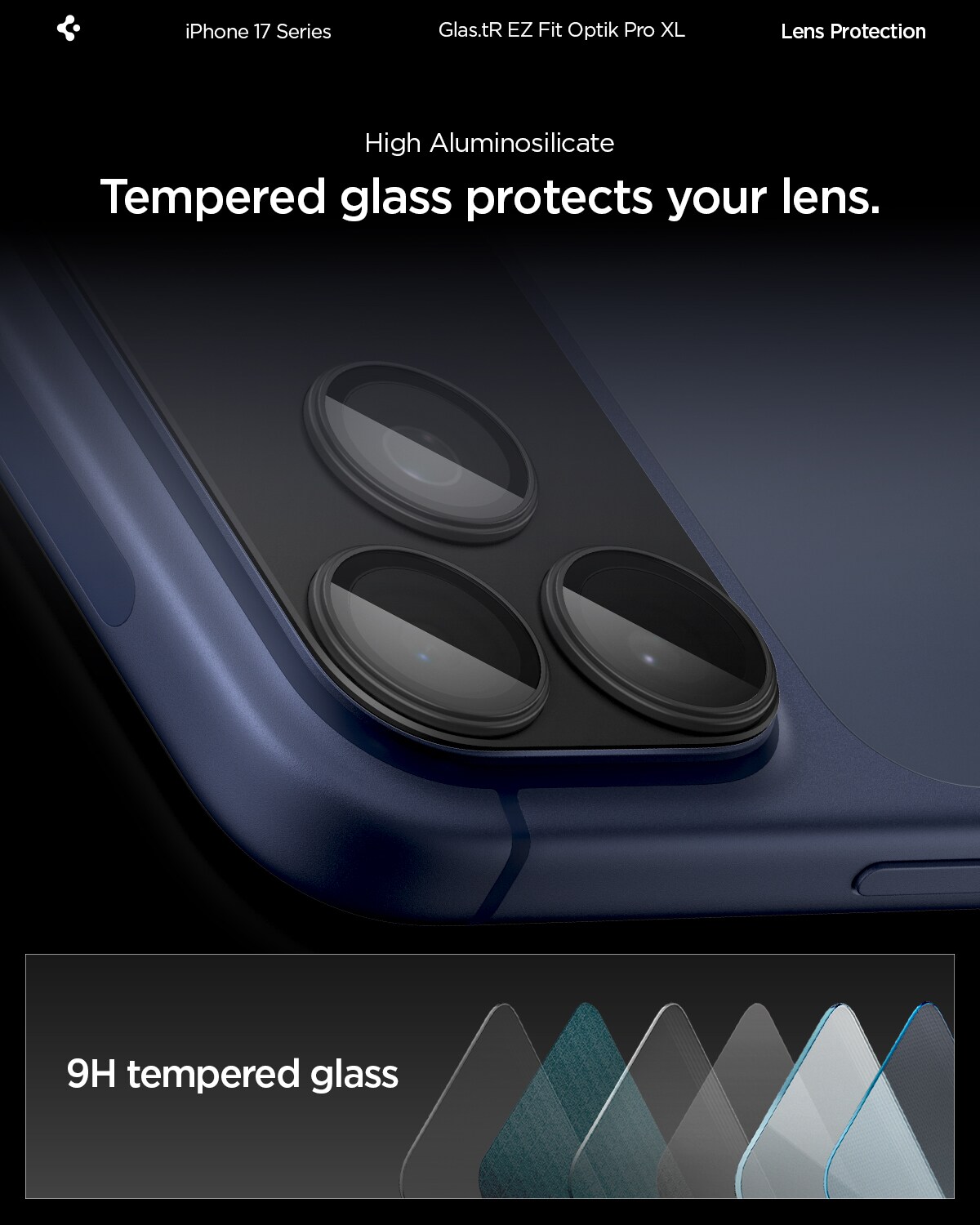 iPhone 17 Pro EZ Fit Kamerabeskyttelse - Optic Pro XL, Sort