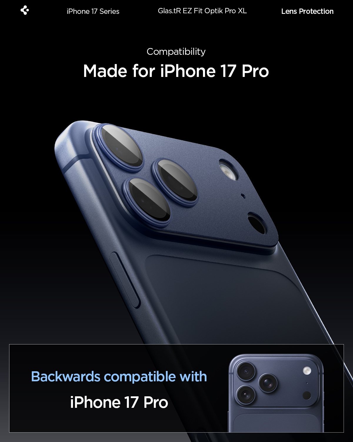 iPhone 17 Pro EZ Fit Kamerabeskyttelse - Optic Pro XL, Blå