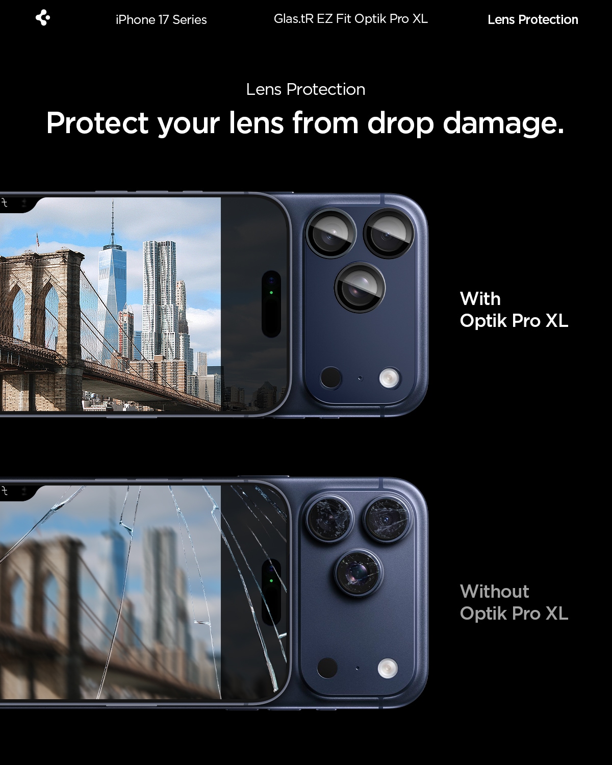 iPhone 17 Pro EZ Fit Kamerabeskyttelse - Optic Pro XL, Blå