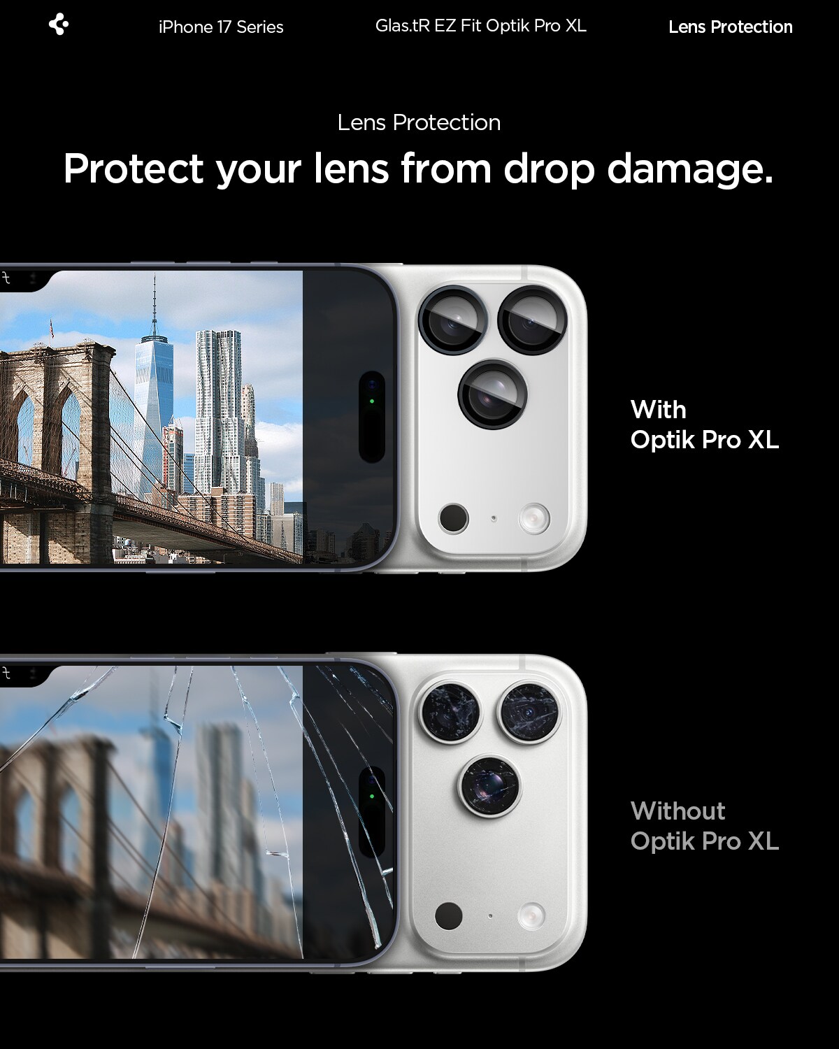 iPhone 17 Pro EZ Fit Kamerabeskyttelse - Optic Pro XL, Sølv