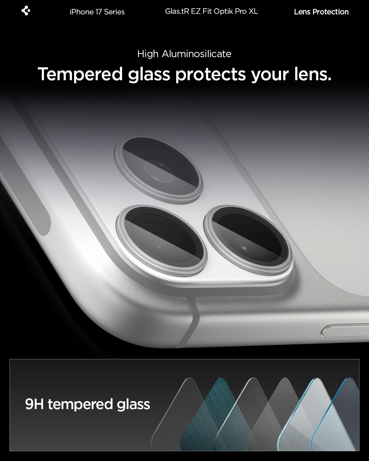 iPhone 17 Pro EZ Fit Kamerabeskyttelse - Optic Pro XL, Sølv