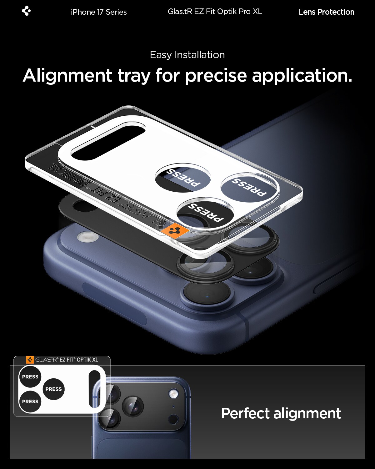 iPhone 17 Pro Max EZ Fit Kamerabeskyttelse - Optic Pro XL, Sort