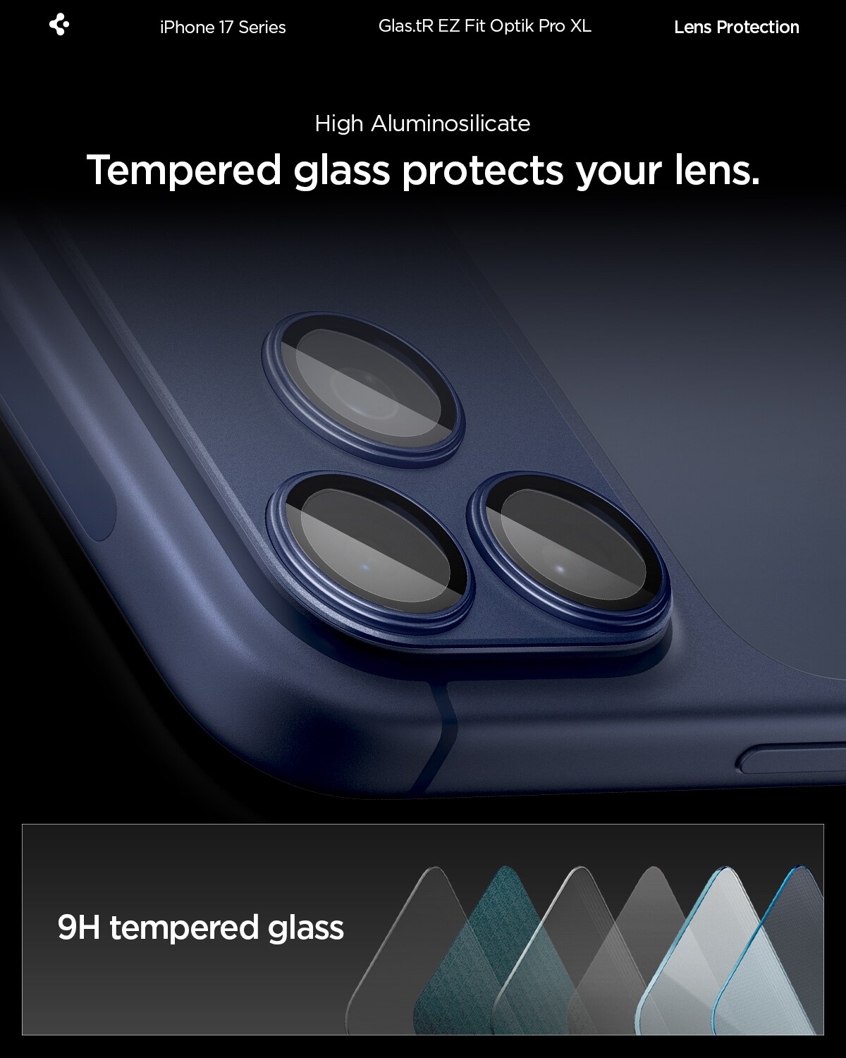 iPhone 17 Pro Max EZ Fit Kamerabeskyttelse - Optic Pro XL, Blå