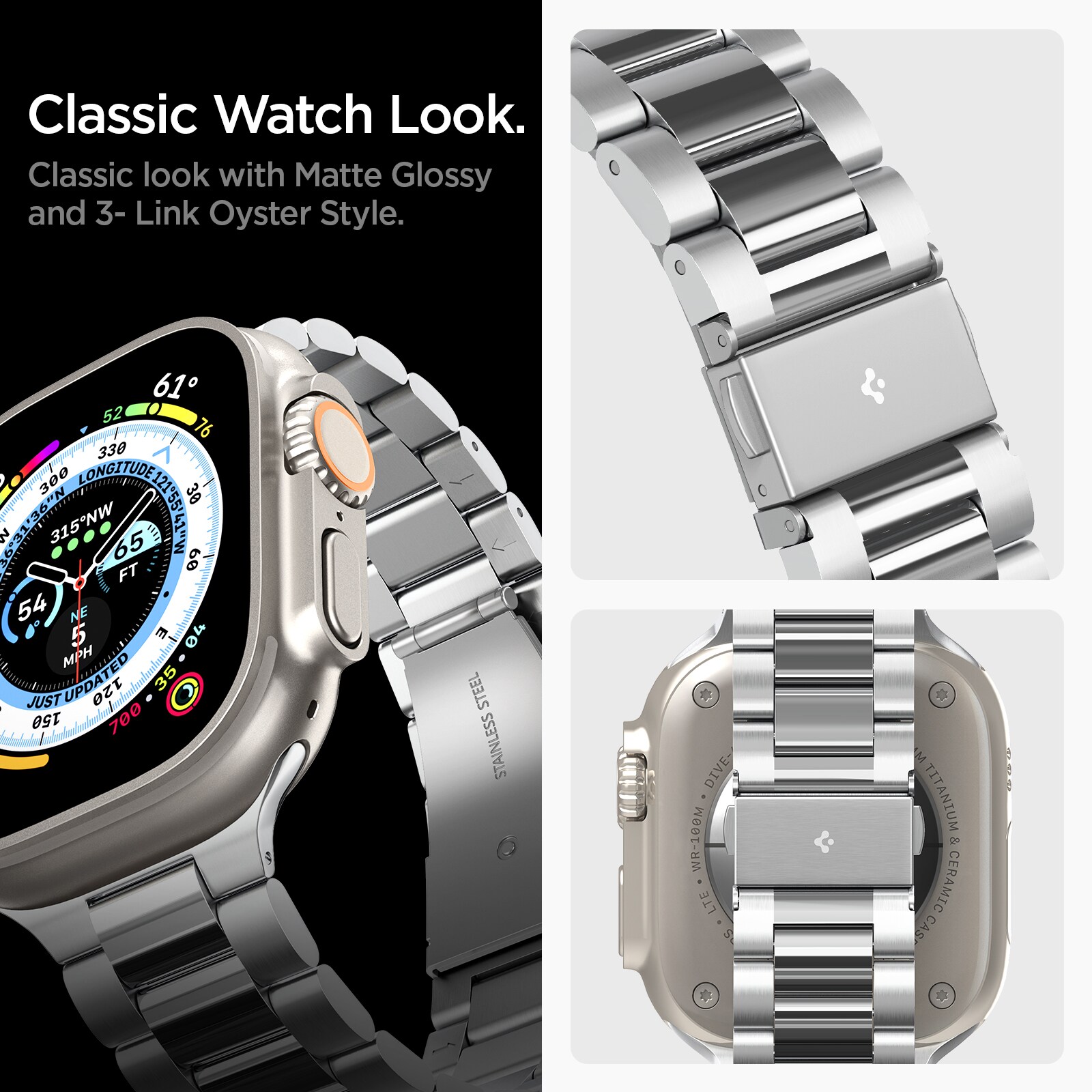 Apple Watch Ultra 49mm 2nd Gen Metalarmbånd Modern Fit 316L, Sølv