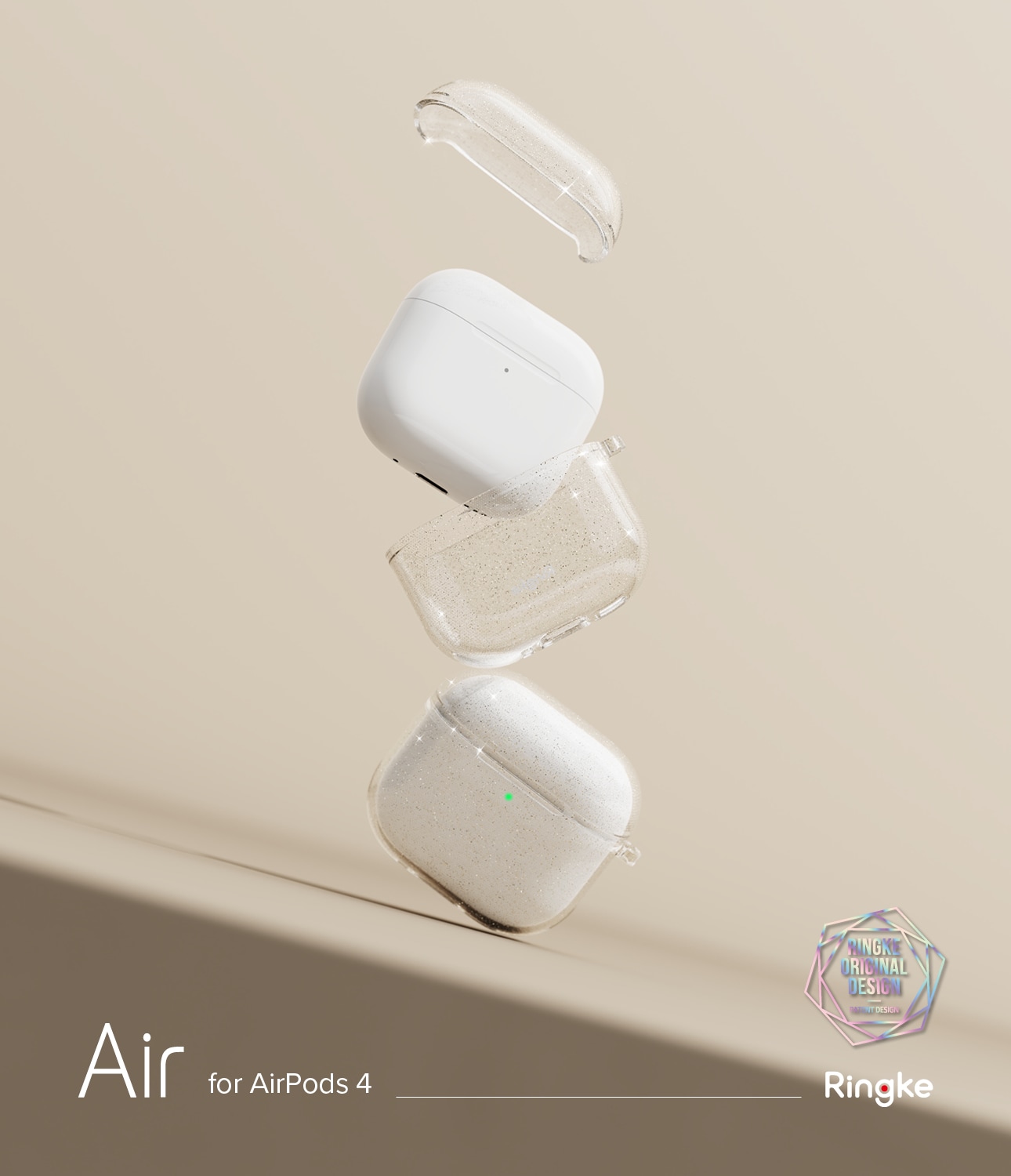 Apple AirPods 4 Air cover, Glitter Clear