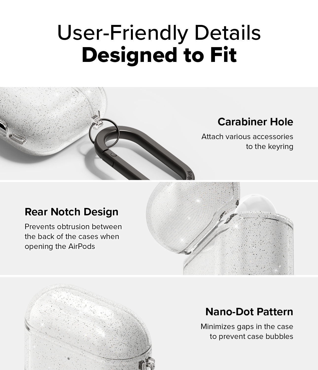 Apple AirPods 4 Air cover, Glitter Clear