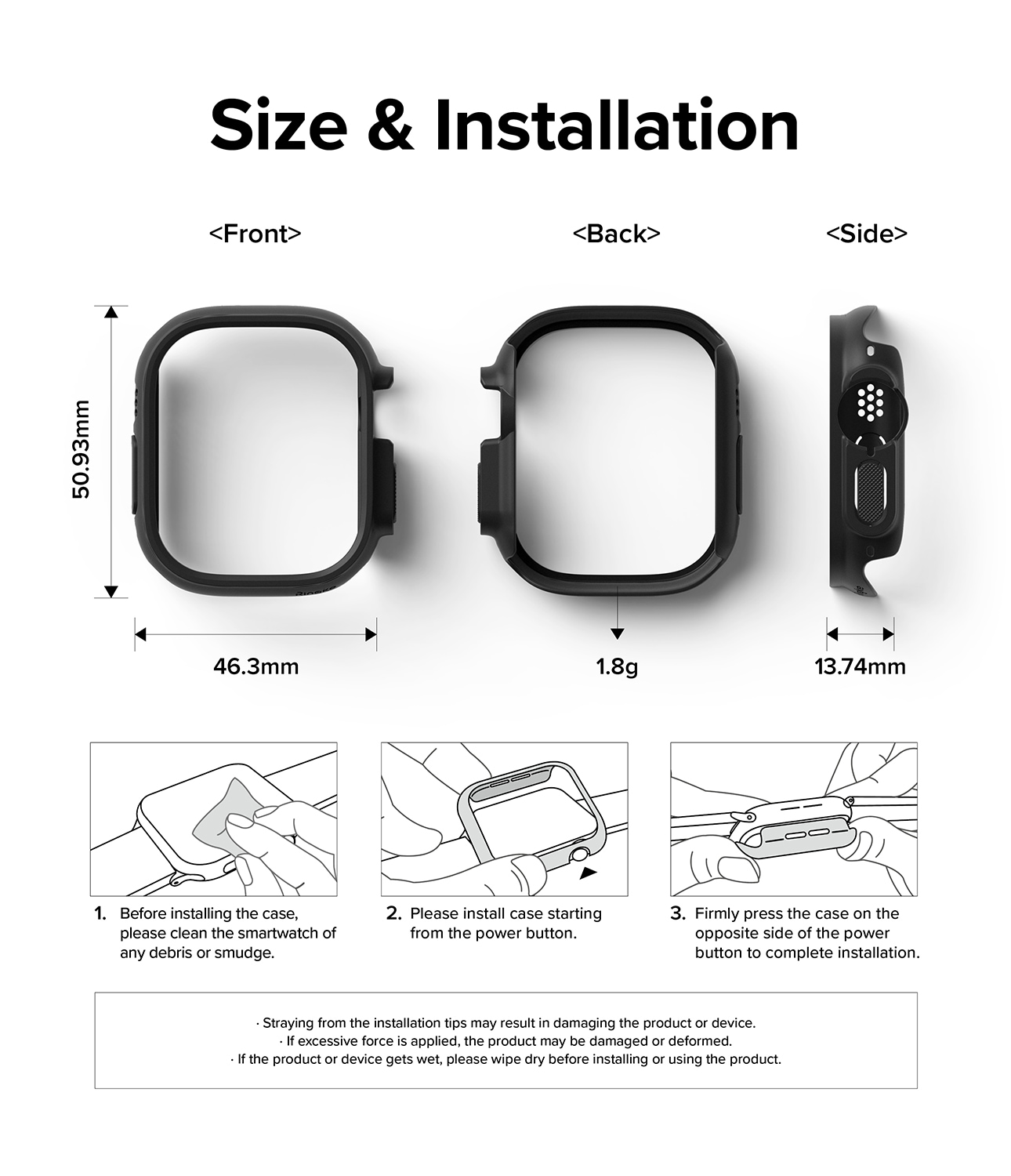 Apple Watch Ultra 49mm 3rd Gen Tyndt cover (2-pak), Matte Black & Clear