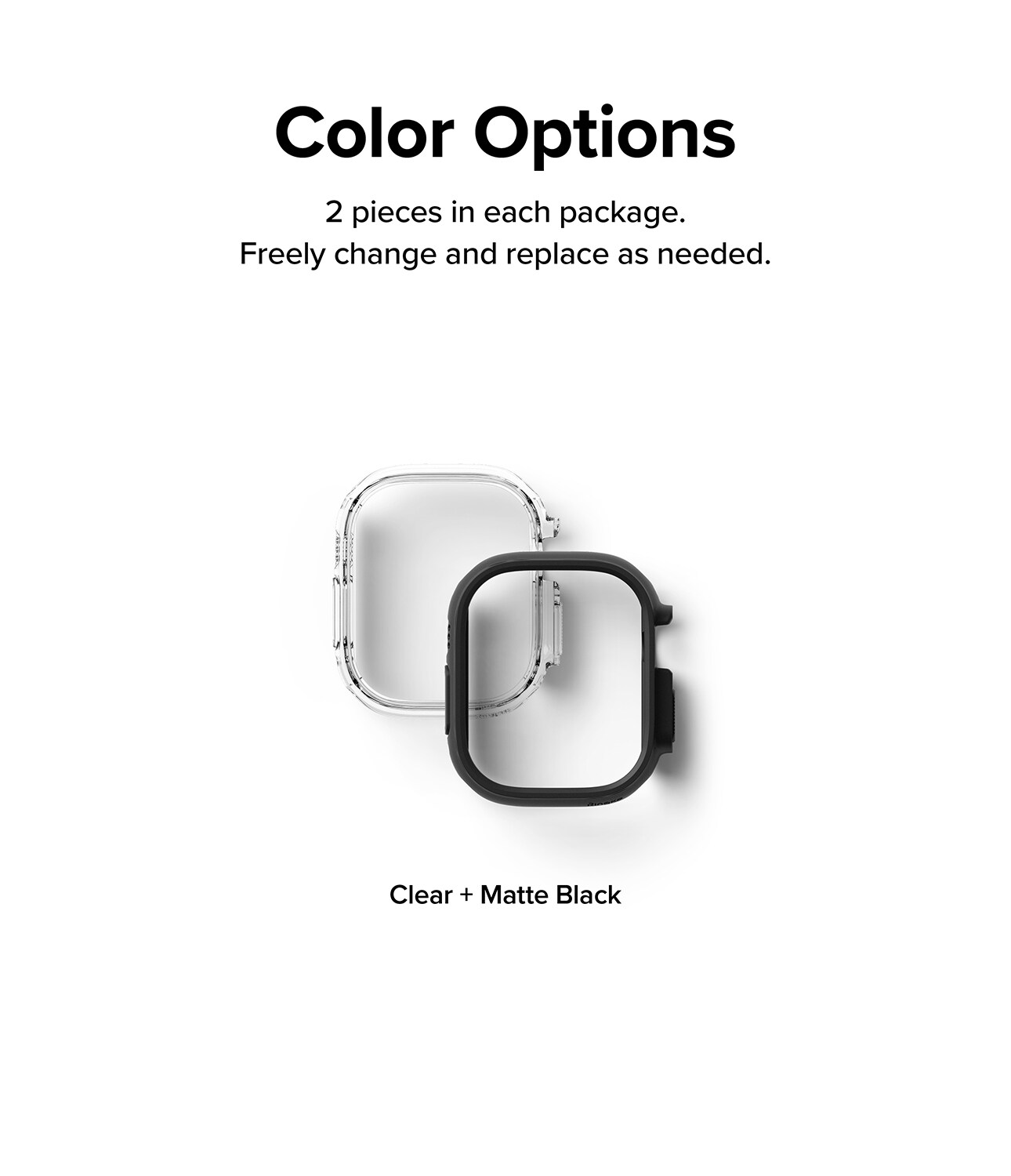 Apple Watch Ultra 49mm 3rd Gen Tyndt cover (2-pak), Matte Black & Clear