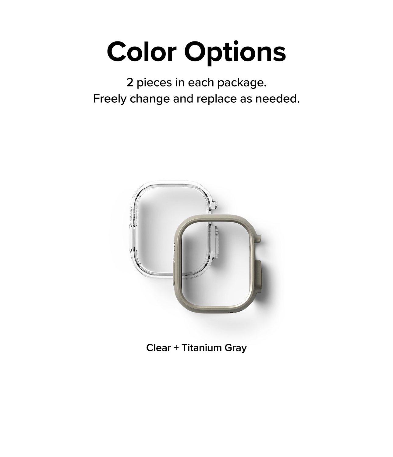 Apple Watch Ultra 49mm 3rd Gen Tyndt cover (2-pak), Titanium Gray/Clear