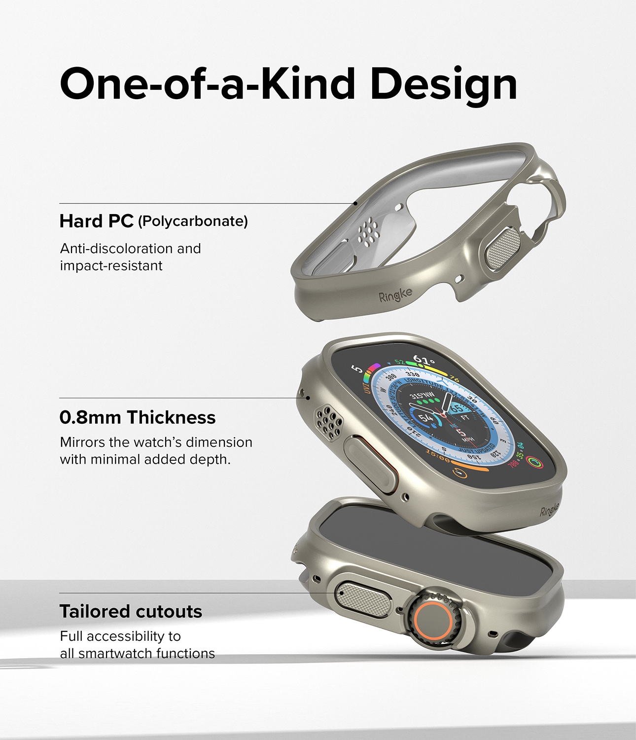 Apple Watch Ultra 49mm 3rd Gen Tyndt cover (2-pak), Titanium Gray/Clear
