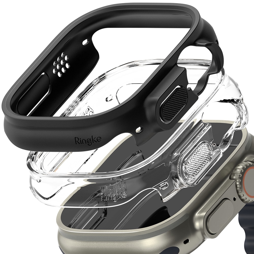 Apple Watch Ultra 49mm 3rd Gen Tyndt cover (2-pak), Matte Black & Clear