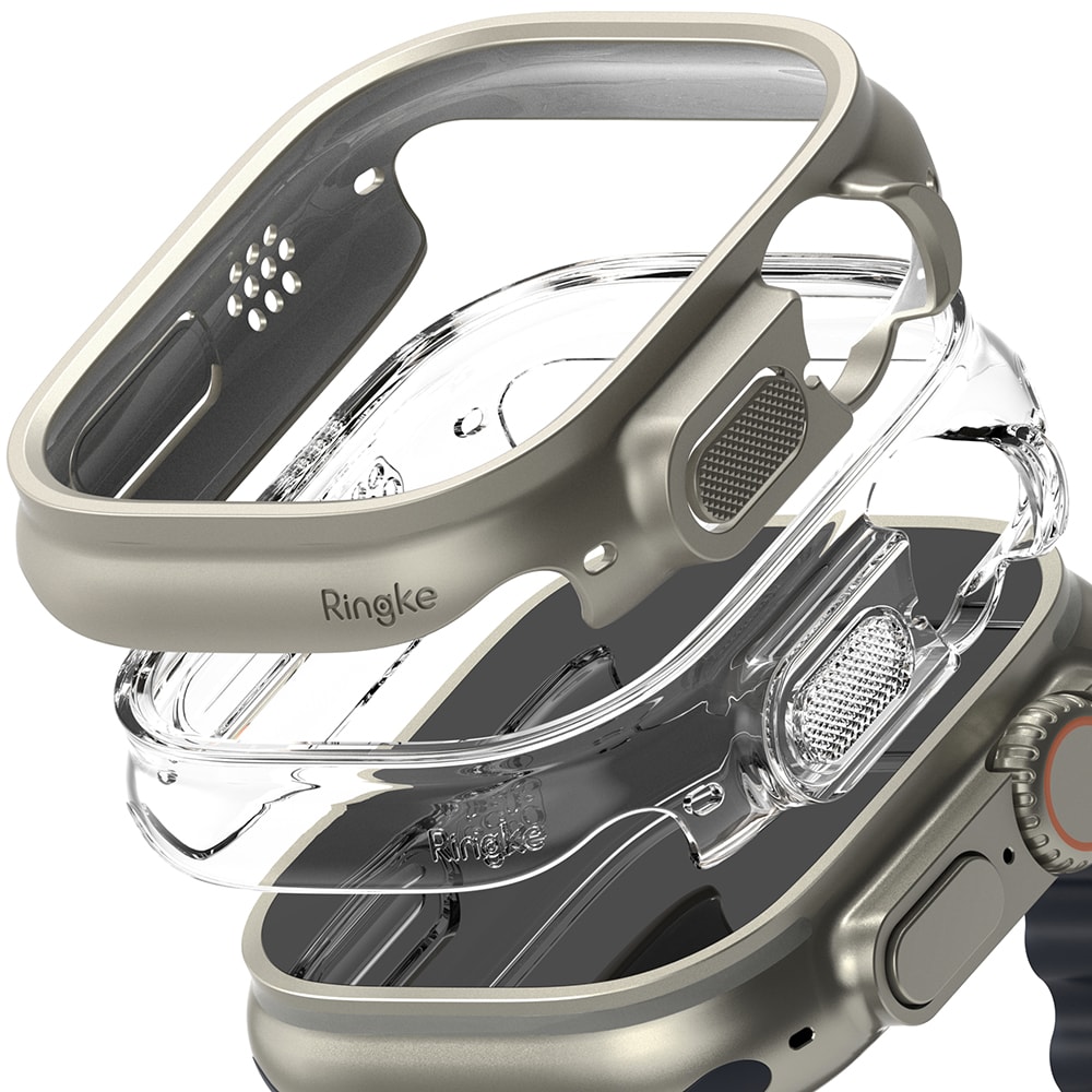 Apple Watch Ultra 49mm 3rd Gen Tyndt cover (2-pak), Titanium Gray/Clear