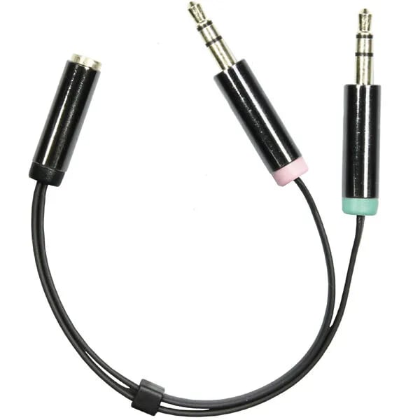 Lydadapter 3.5mm hun til 2x han, Sort