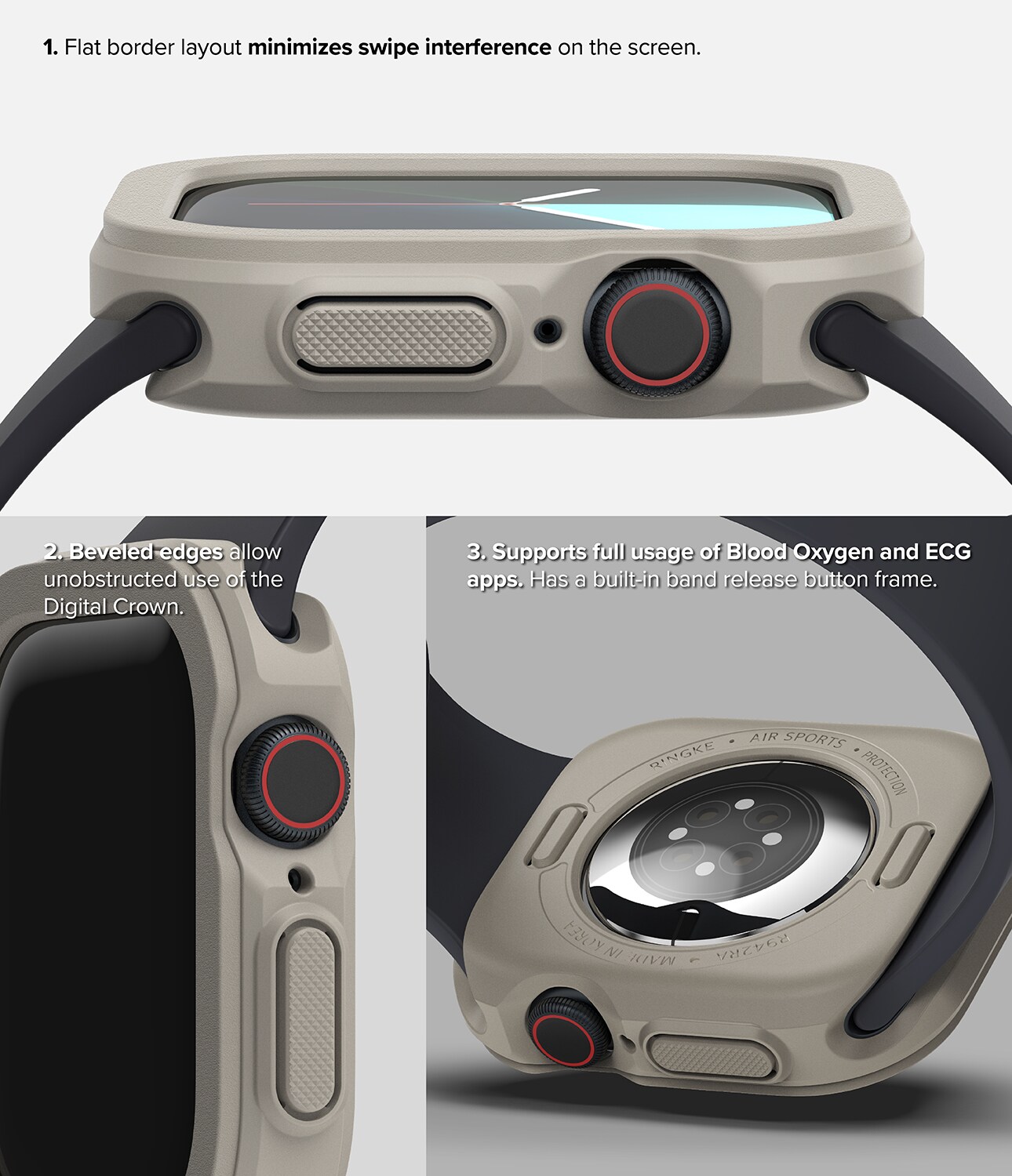 Apple Watch Series 10 42mm Air Sports cover, Warm Gray