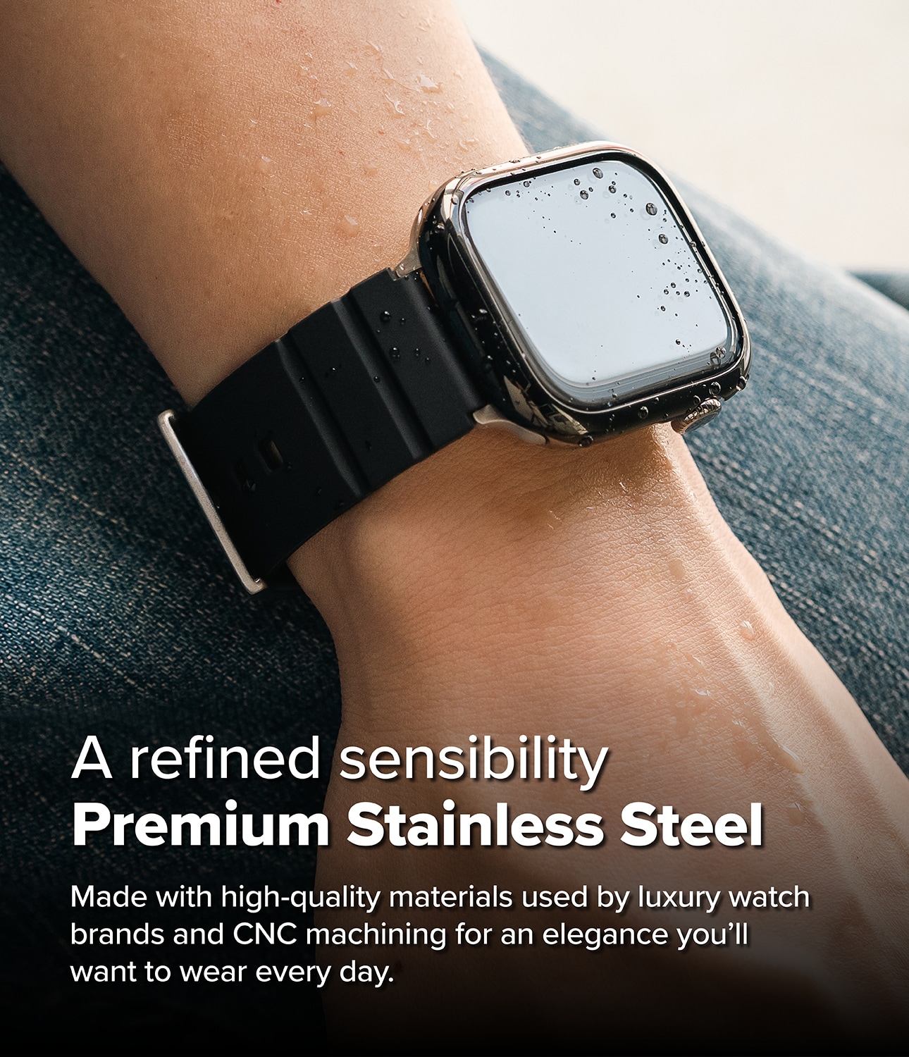 Apple Watch Series 11 42mm Beskyttelsesring - Bezel Styling Sort