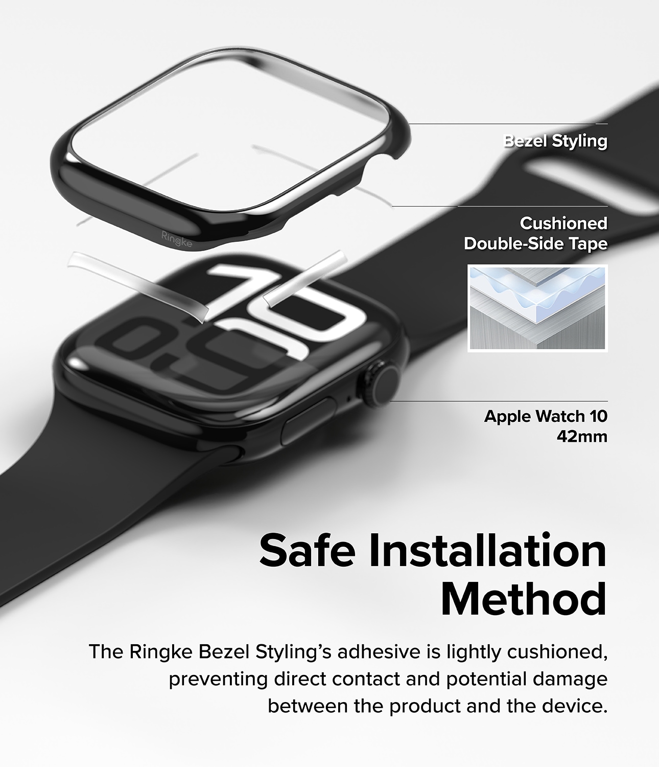Apple Watch Series 11 42mm Beskyttelsesring - Bezel Styling Sort